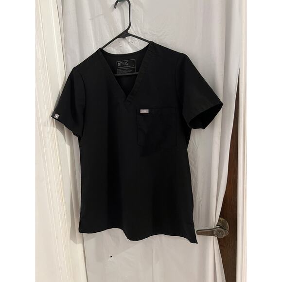 Figs Women’s Black Catarina One Pocket Scrub Top Size Small FW1000 Medical STAIN - Picture 1 of 8